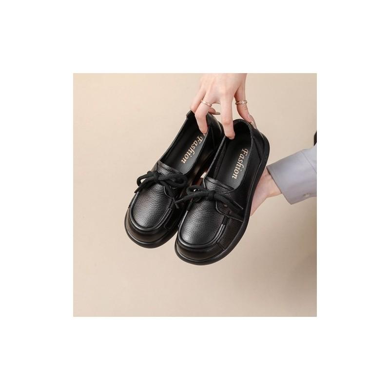 French Style Leather Shoes For Women With Breathable Hollow Design Comfortable Flat Shoes For Summer And Spring