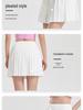 Women's Plus Size Quick-Dry Pleated White Tennis Skirt with Anti-Exposure Shorts