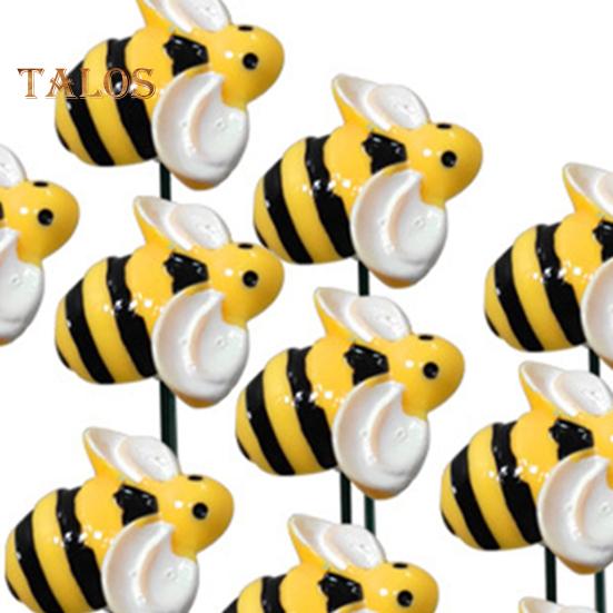 10ks Bee Garden Stakes Dekor Odolné vůči UV záření, Vodotěsné Neblednoucí Snadno instalovatelné Dekorativní malé Bee Kovové zahradní kolíky