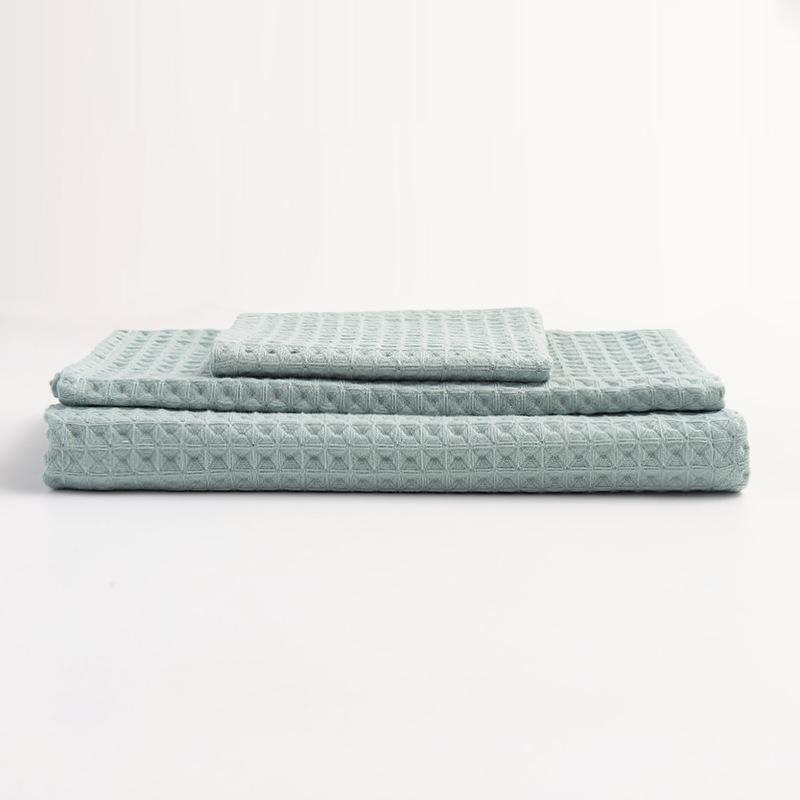 Badetuch-Set aus reiner Baumwolle mit Waffelmuster – 3-teilige, saugfähige Geschenkbox