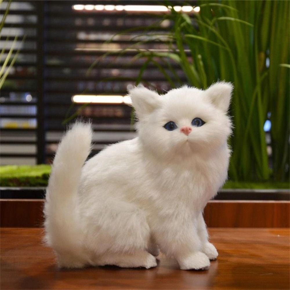 Animal Realistic Cat Stuffed Doll Sitting Posture Lifelike Cat Plush Toy  Photo Props