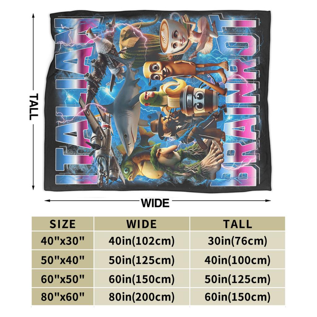 Italian Brainrot AI Genarated Animals Blankets Flannel All Season Gen Z Multifunction Soft Throw Blanket for Sofa Bedroom Quilt