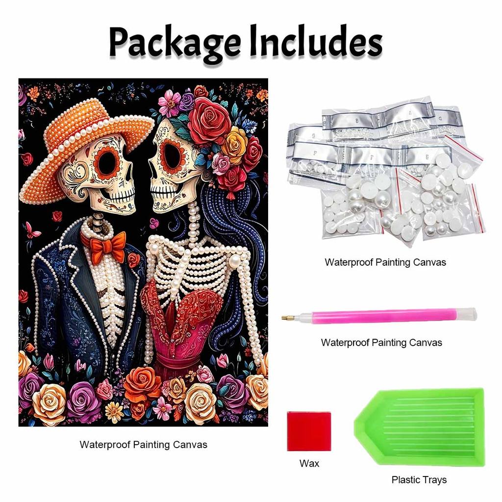 Halloween pearl painting art full pearl handmade diy home decorations couple floral elegant art wall decor wedding gift craft