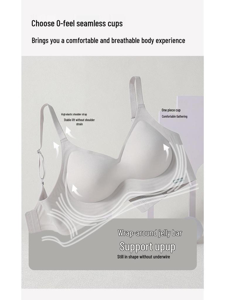 Breathable Soft Support Bra for Small Breasts - No Underwire, with Side Gathering and Jelly Strips for Lift