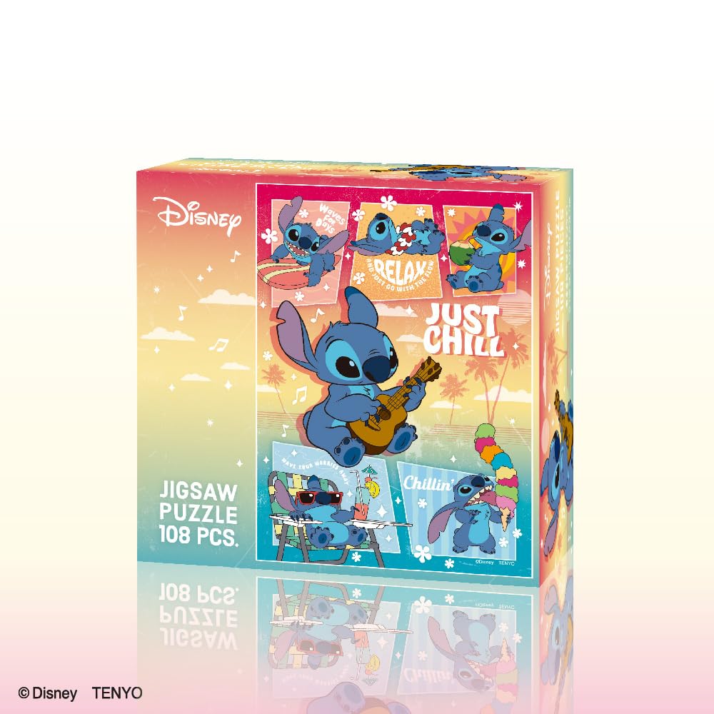Tenyo (Tenyo) [Hergestellt in Japan] 108-teiliges Puzzle Disney „Stitch“ (18,2 x 25,7 cm) D-108-067 mit Kleber, Spachtel und Servicekarte