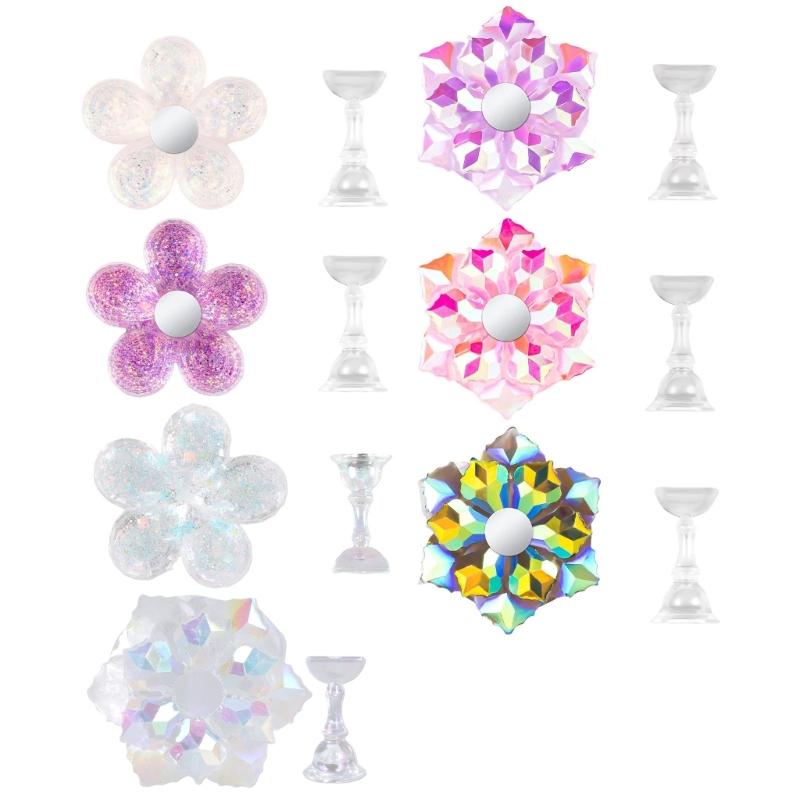 Flower Shape Nail Art Practice Stand Nail Holder Magnetic Practice Nail Stand False Nail Holder for Display Painting