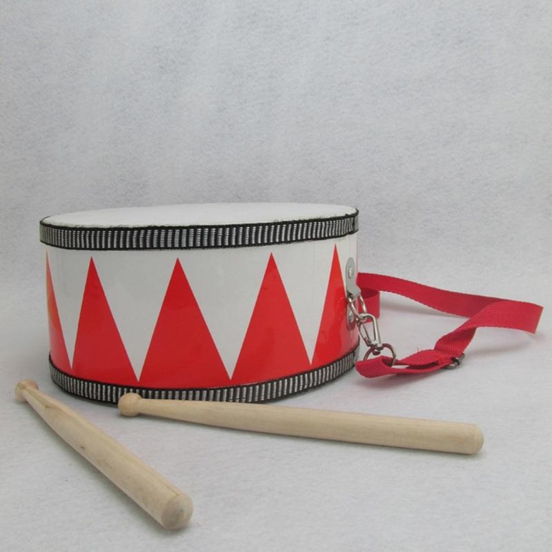 Children's Drum Toy with Wood Frame, Polyester Drumhead, Two Drumsticks, and Strap for Home Play and School Shows