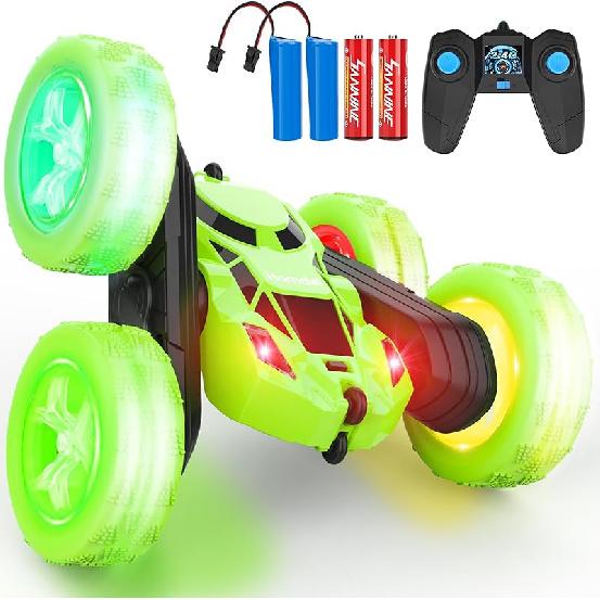 Pink Remote Control Car for Girls 6-12 Year Old Double Sided 360Captive Rotating 4WD Rechargeable RC Cars Race Stunt Toy Car for Kids Birthday