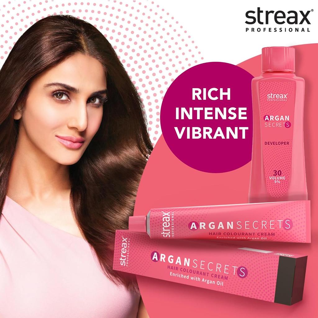 Streax Professional Argan Secret Hair Colourant Cream Developer 20 Volume 6 Percent 250ml For Long Lasting Rich Hair Colour Coverage And Shine
