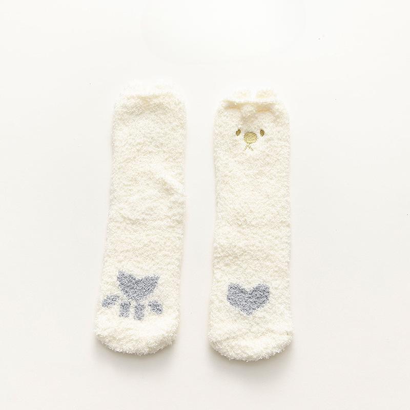 Ladies Winter Thickened Warm Cartoon Embroidered Sleeping Home Floor Tube Socks