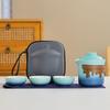 Travel Ceramic Tea Set, Kung Fu Tea Brewing Teapot, Anti-scalding Handle Teapot, Portable Storage, 1 Tea Pot and 3 Cups,