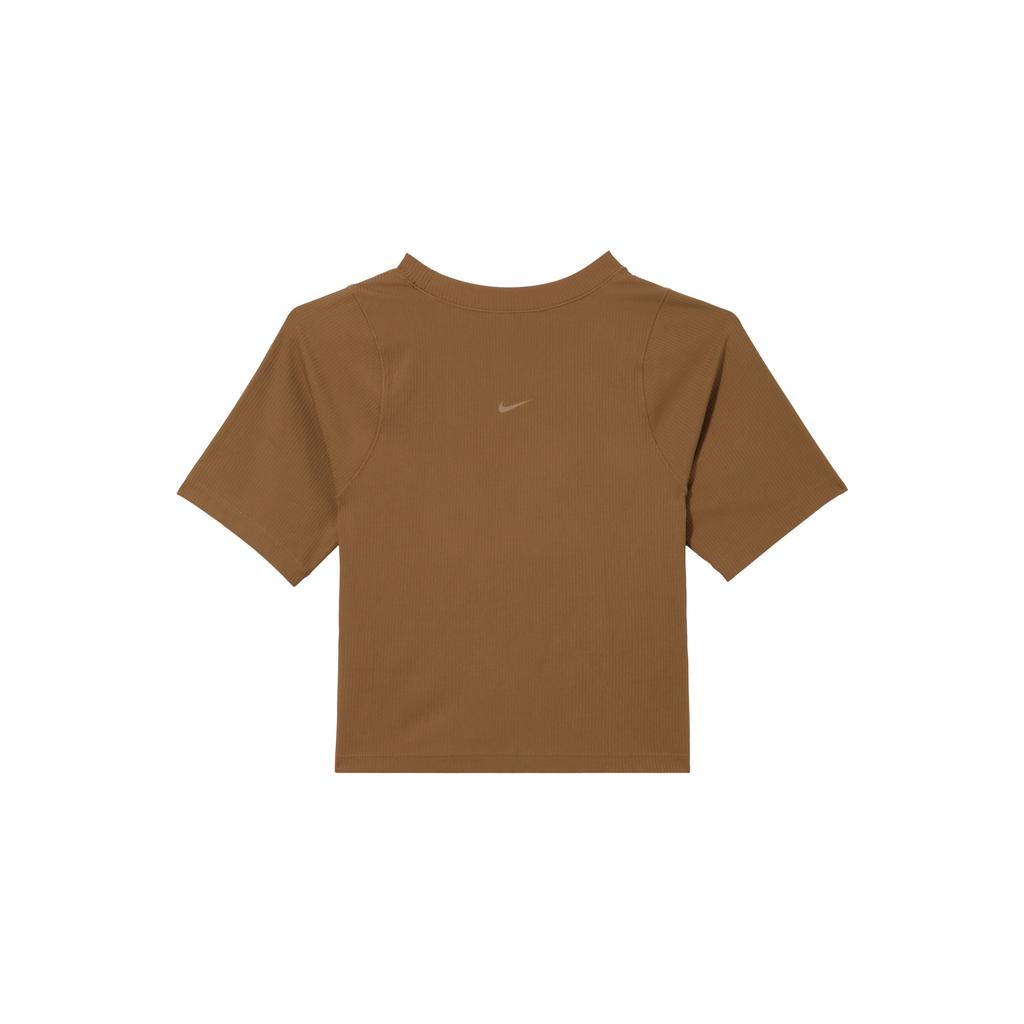 New Nike T-Shirt Women's Light British Brown/White HF2773-281