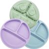Children's Silicone Smiley Face Divided Plate for Baby Food Supplement