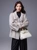 Yak Wool Elegant Double-Sided Coat with Stand Collar and Belted Lapel