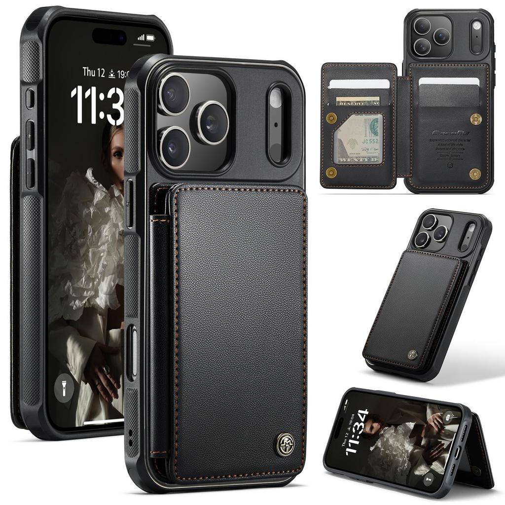 CaseMe-C22 Protective Skins For iPhone  17/17 Air/17 Pro/17 Pro Max , Luxury PU Leather Case Wallet Card Holder Phone Cover for Woman Man