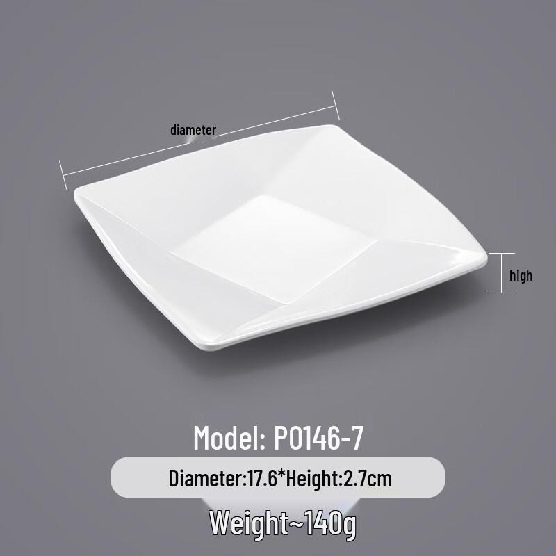 Commercial Square Melamine Dinner Plate - 10 Pack