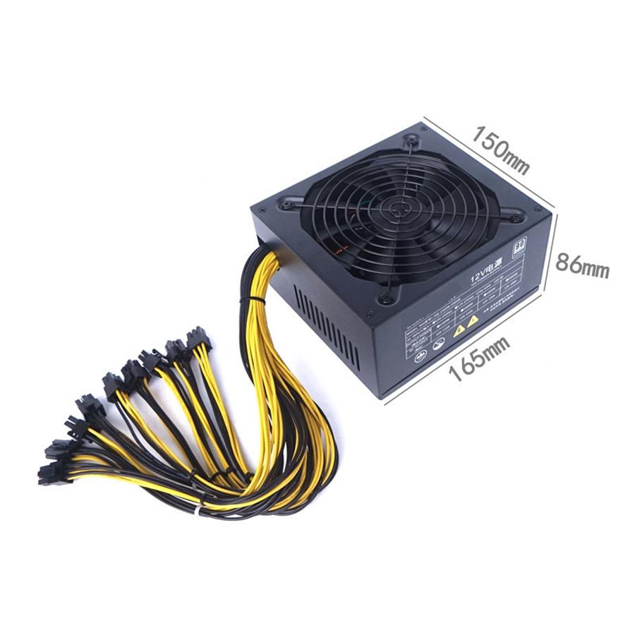 1800W ATX ETH Bitcoin Mining Power Supply For PC Mining Rig Support 6 Graphics Cards 6P Ports GPU 4U Single Power