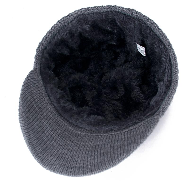 Cappello a cuffia elegante invernale caldo foderato in pelliccia con visiera in lana per uomo e donna