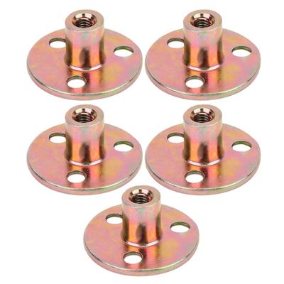 5 Pcs T Nut Flange 3 Hole Galvanized Iron Furniture Fixing Tee Round Base NutM8