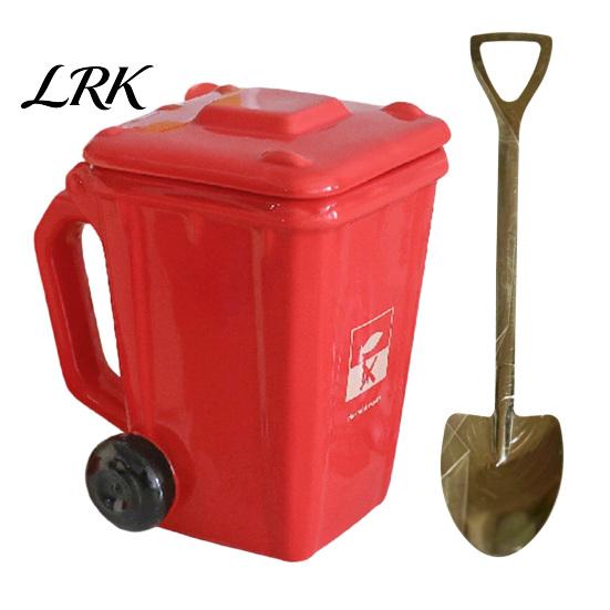 Mini Recycling Bin Mug Funny Trash Ceramic with Lid, Novelty Garbage Can Drinking Tea Cup Handle, Coffee Mug, Gag Gifts for Coworkers, Office