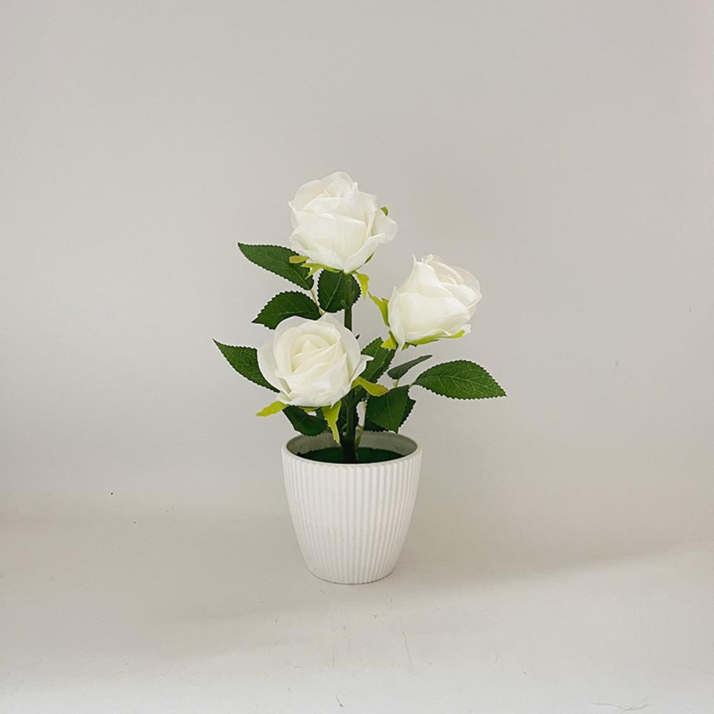 Multi-Bloom Artificial Faux Plants Simulated Bonsai New Artificial Rose Potted Flowers  Home Decor