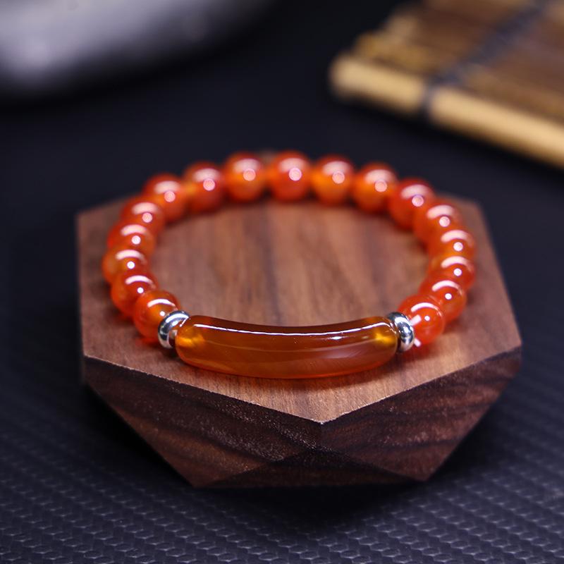 8mm Green Aventurine and Pink Crystal Handmade Bead Bracelet with Curved Tube Design