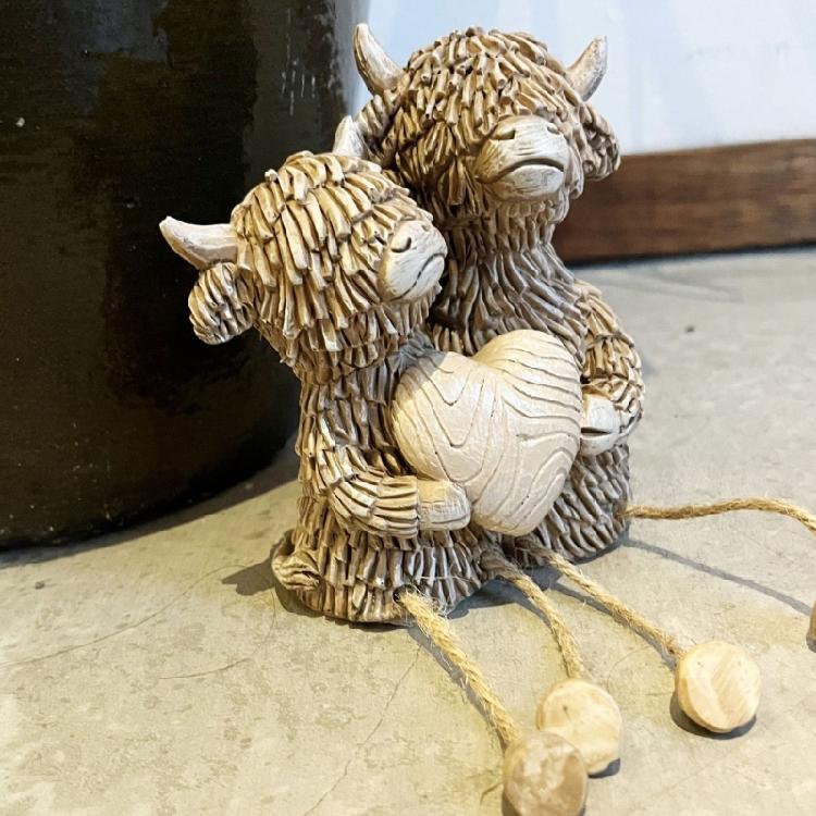 Hochland-Kuhfiguren Schottische Hochland-Kuhstatue, Bauernhaus Tischregal Dekorationen Handwerksschmuck Haus Büro Dekorationen