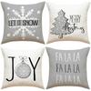 New Style Gray Christmas Tree Snowflake Christmas Pillowcase Linen Print Pillowcase Festive Sofa Decoration