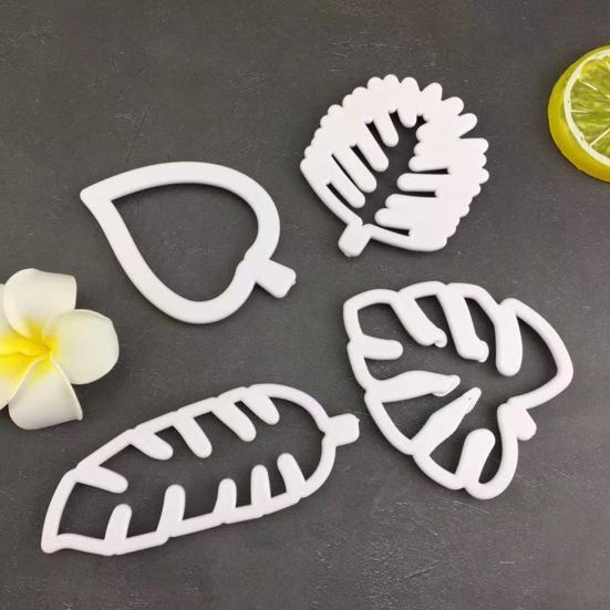 4Pcs Cake Mold Leaf Shape DIY Crafts Supplies Plastic Decorating Biscuits Cookies Cutter for Home