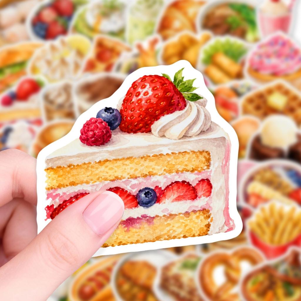 50Pcs/Set 3D Delicious Food . Afternoon Tea Dessert Stickers DIY Fashion Waterproof Doodle Decals Stickers (2 Styles)