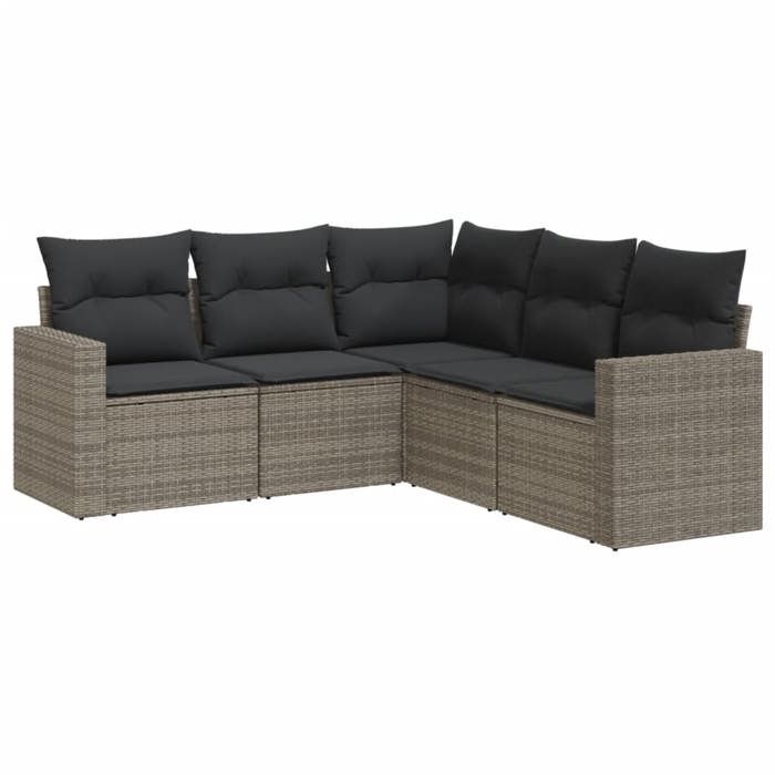 VidaXL Salon de Jardin avec Coussins 5 pcs, Canapés avec Pieds Réglables, Ensemble de Meubles d'Extérieur Patio Terrasse, 3251287