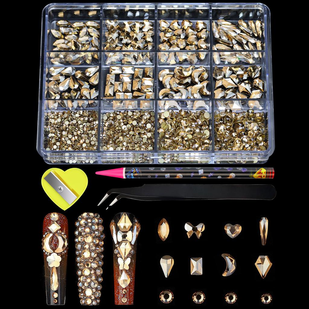 New Flat-Bottomed Diamond Heterosexual Mixed Diamond Nail Art Jewelry Mixed Mixed Round Glass Diamond Rhinestone Nail Decoration