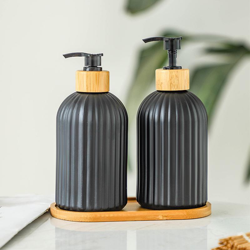 Luxurious Vertical Stripe Glass Pump Bottle for Soap, Lotion, or Shampoo