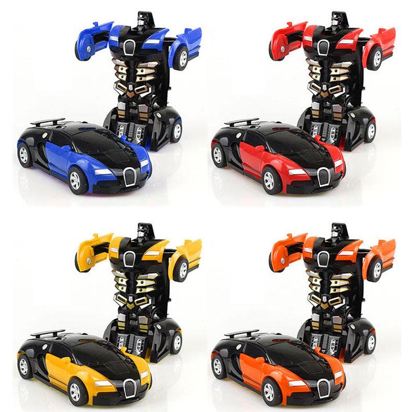 Giocattoli Auto Deformazione da Collisione a Chiave 2 in 1 Trasformazione Automatica Robot Veicoli in Plastica Giocattolo per Ragazzi Auto Modello Regalo Bambini Bambino