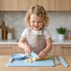Children Plastic Kitchen Knife and Fruit Knife Educational Set with Cutting Board Plate and Fork for Safe Food Preparation