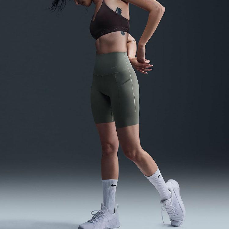 Nike Universal Solid Color Casual Breathable Quick-Dry High-Waisted Shorts Cycling Pants Women Shorts Light-Army-Green DQ5995320