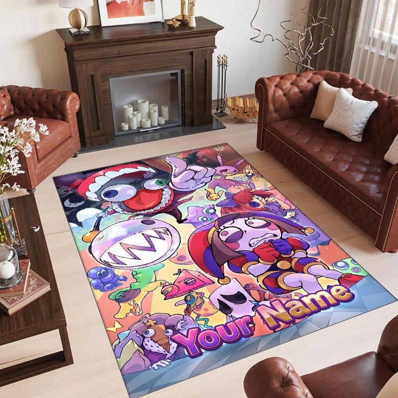 Personalized Crystal Velvet Carpet Custom Name Text,The Amazing Digital Circus Anti Slip Area Rug For Home Decoration