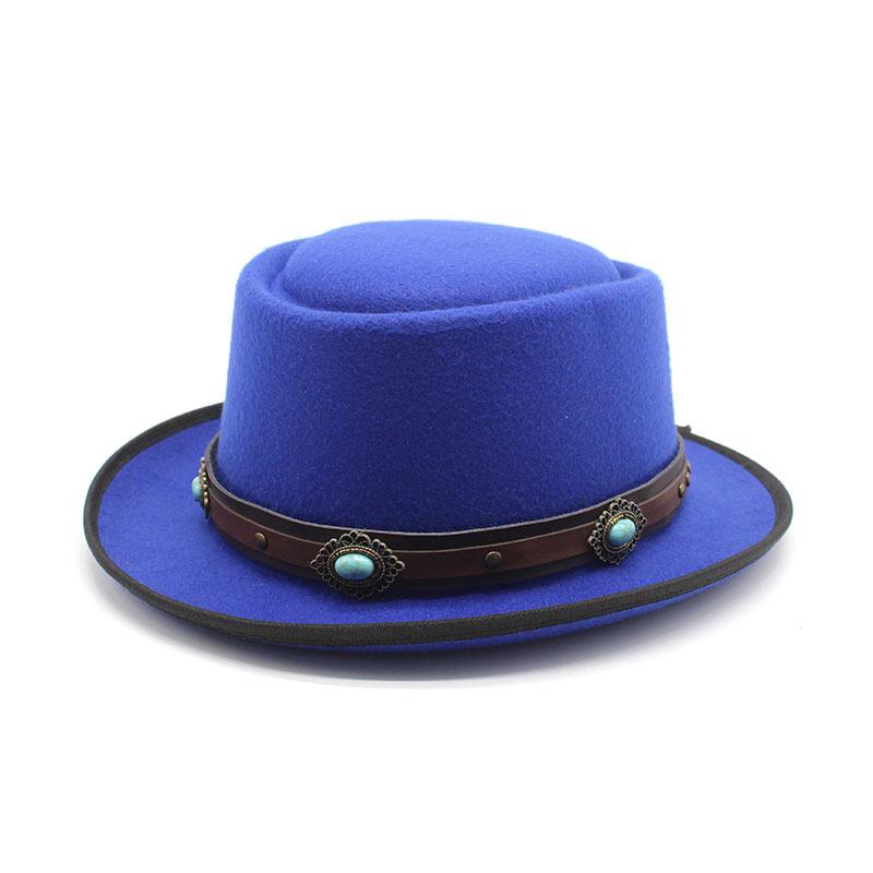 Retro French Top Hat Convex Top Jazz Felt Hat Men'S And Women'S Solid Color Top Hat