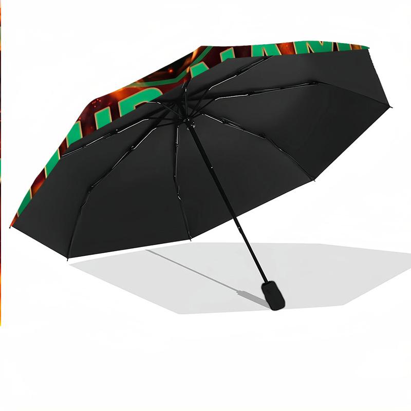 8 Rib Auto Folding Umbrella Sporting CP Print Custom Name Text Portable Rain Gear