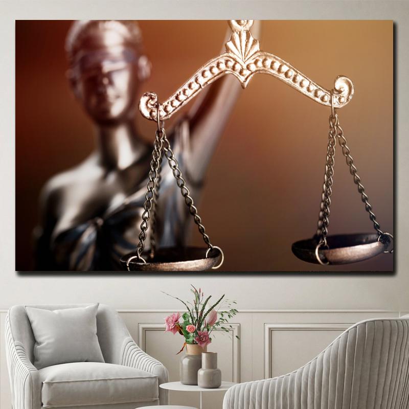Vintage Lady Justice Canvas Prints Balance Scales HD Pictures Canvas Painting Posters Wall Art Lawyer Office Decor Lawyer Gift