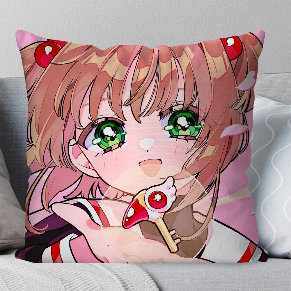 1pc C-Cardcaptor S-Sakura Magical Girl Manga Pillow Case Square Pillow Bedroom Sofa LeisureCar Living Room Home Decoration 40X40
