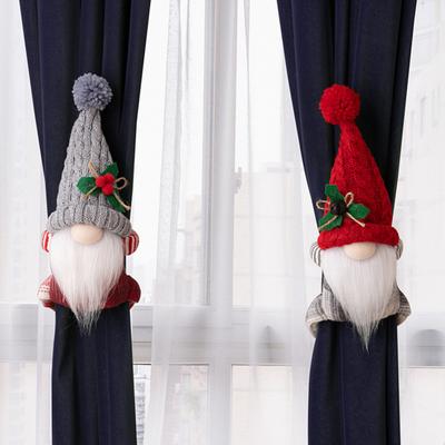 Christmas Curtain Tie Arm Non-slip 3D Gnome Doll Long Leg Knitted Hat Handmade Faceless Gnome