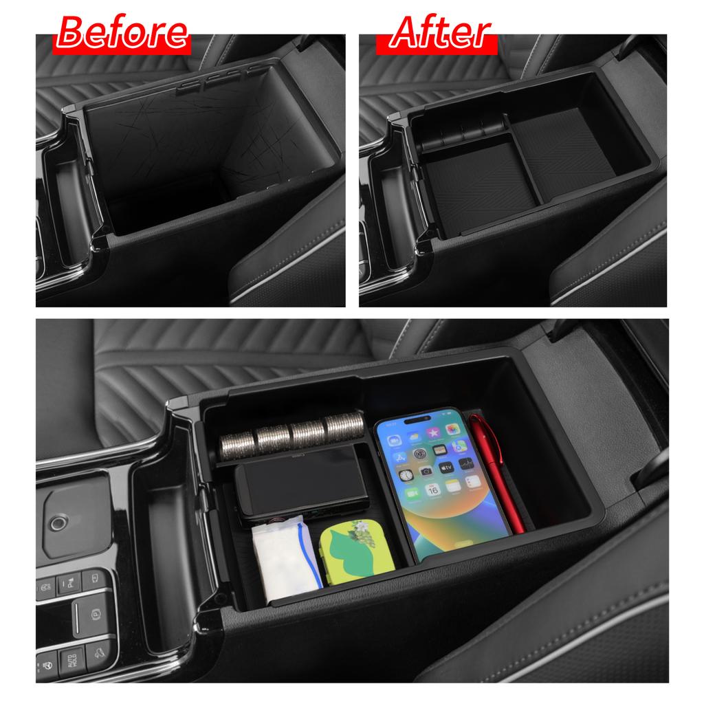 For Kia Sorento 2025-2025 Central Armrest Storage Box Stowing Tidying Car Tray ABS Organizer Accessories Black