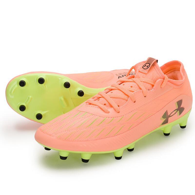 Under Armour FG Firm Ground Soccer Shoes Unisex Pink Green Sneakers 3027707-800