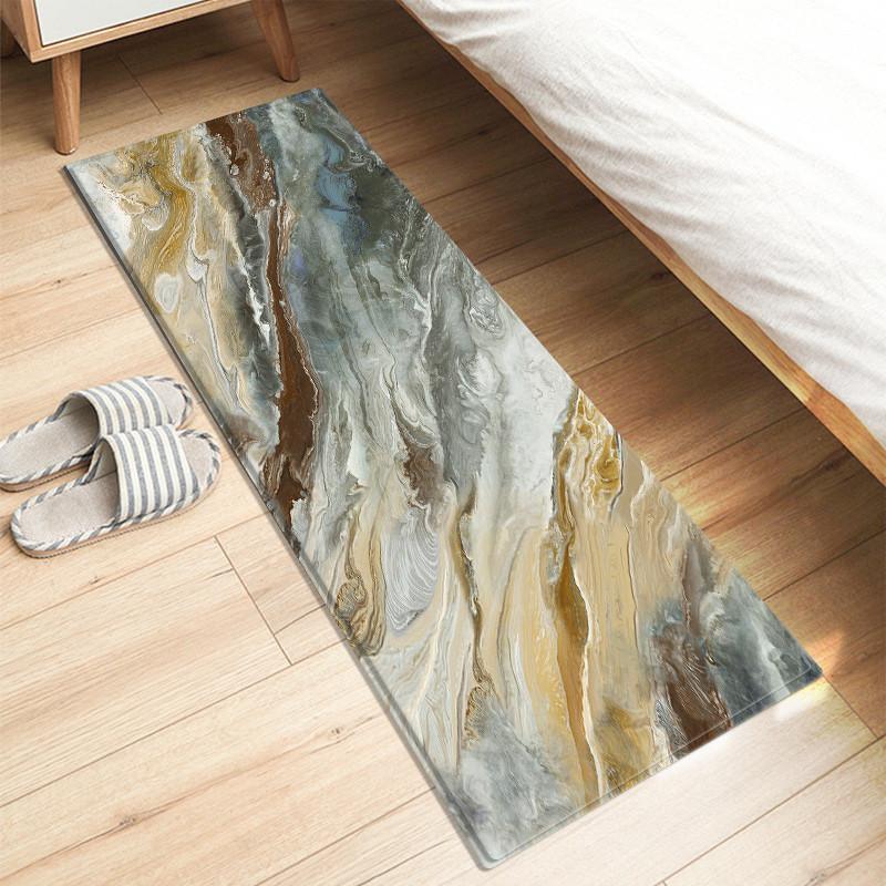 

Abstract Stone Texture Print Long Mat Super Soft Bedside Rug Kitchen Floor Mats Flannel Absorbent Bathroom Mat 40x60cm 1pcs