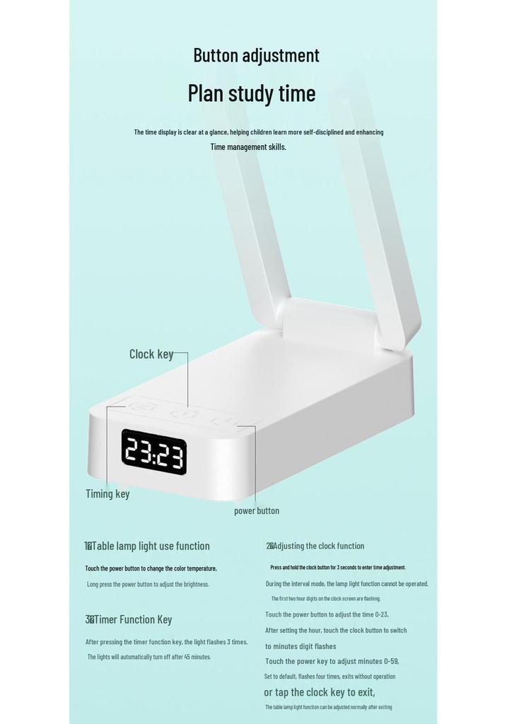 LED Eye Protection Folding Desk & Bedside Lamp with Anti-Blue Light USB Night Light for Study and Reading