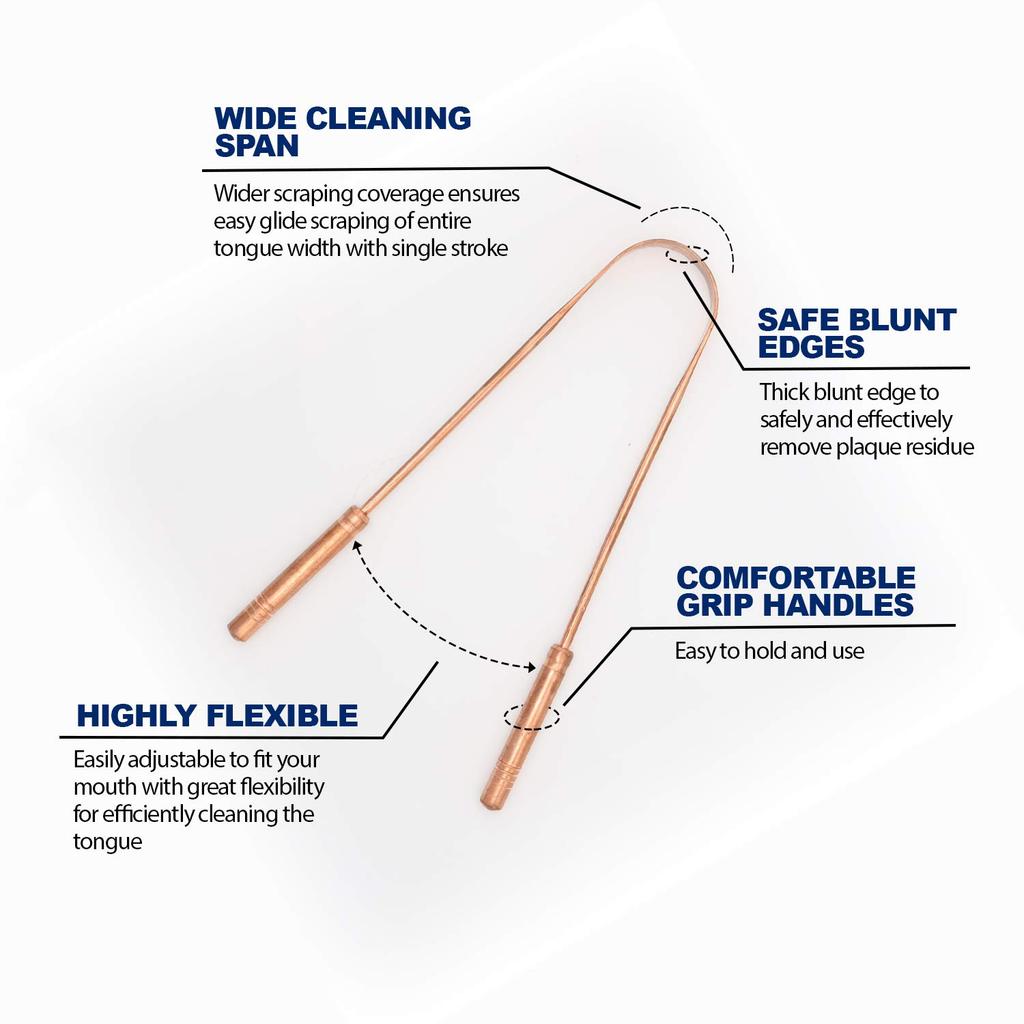 PURE EARTH essentials Copper Tongue Scraper for Adults - Oral Care Natural Tongue Cleaner - Copper Tongue Scraper Ayurveda with Case (2pcspack) Copper