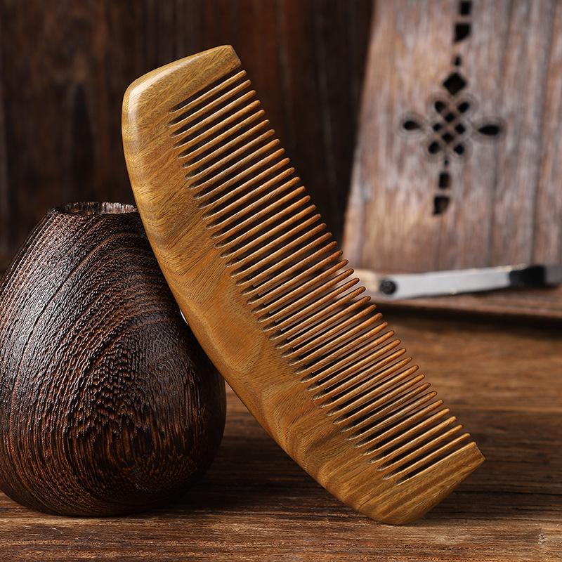 

Green Sandalwood Comb - Natural Wood Hairdressing Massage Comb for Long Hair