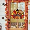 Outdoor Thanksgiving Decor Wooden Sign, Turkey and Pumpkin Welcome Wall Hanging with "Give Thanks" High-definition Printed Sign , Rustic Farmhouse