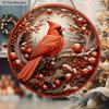 Classic Cardinal Wooden Christmas Sign - Navidad Round Sign for Church Door Wall Hanging Decor - Ideal Christmas Decoration